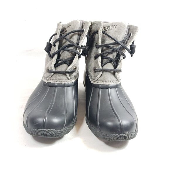 Sperry Women's Size 5 Saltwater Rubber Duck Boots Black Gray Lined - Picture 6 of 9